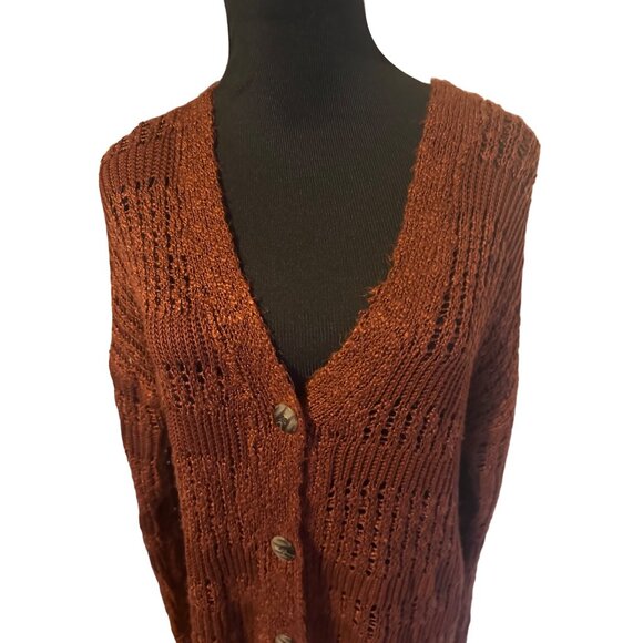 Mudd super soft brown button up cardigan sweater size L - Picture 4 of 4